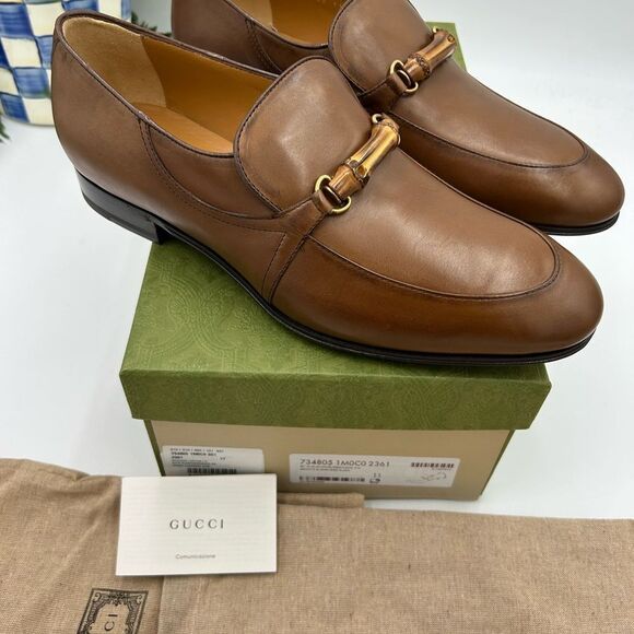 Men’s Gucci, bamboo horse bit leather loafers size 11 fits 11.5 US made in Italy - Picture 11 of 11